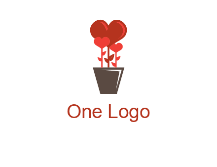 Heart Flowers Pot Icon