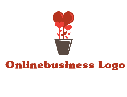 Heart Flowers Pot Icon