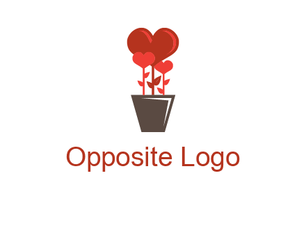 Heart Flowers Pot Icon