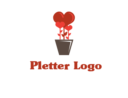 Heart Flowers Pot Icon