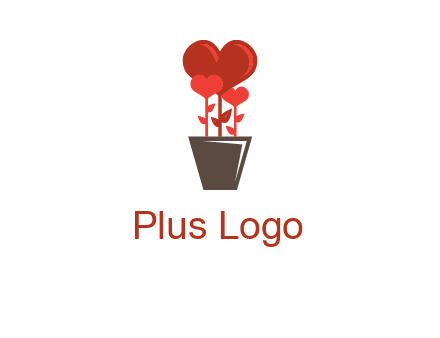 Heart Flowers Pot Icon
