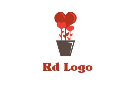 Heart Flowers Pot Icon