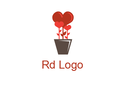 Heart Flowers Pot Icon