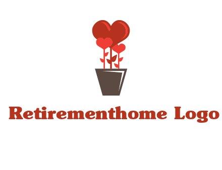 Heart Flowers Pot Icon