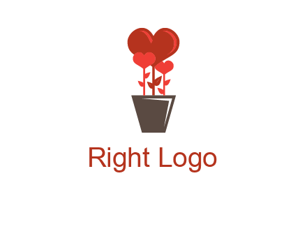 Heart Flowers Pot Icon