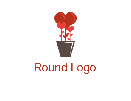 Heart Flowers Pot Icon