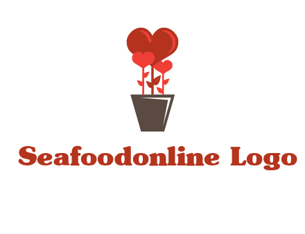 Heart Flowers Pot Icon