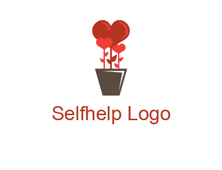 Heart Flowers Pot Icon