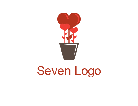Heart Flowers Pot Icon