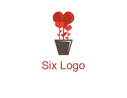 Heart Flowers Pot Icon