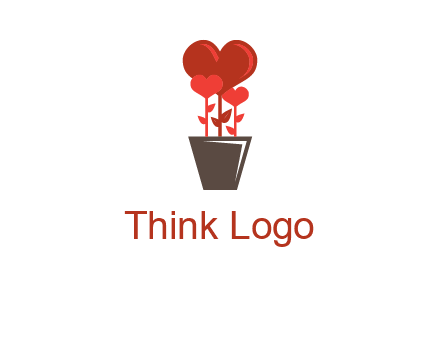 Heart Flowers Pot Icon