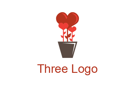 Heart Flowers Pot Icon