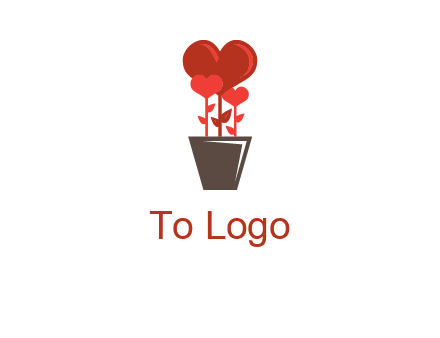 Heart Flowers Pot Icon