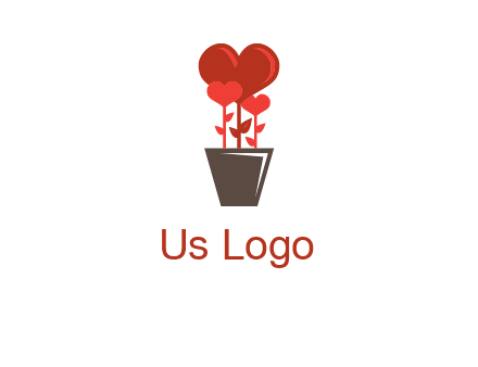 Heart Flowers Pot Icon