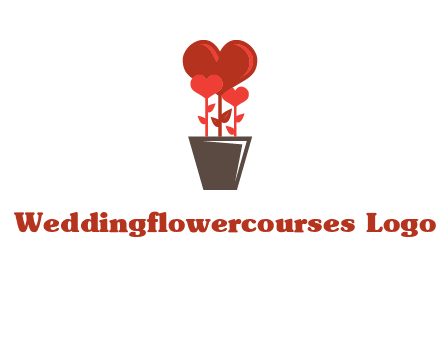 Heart Flowers Pot Icon