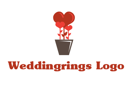 Heart Flowers Pot Icon