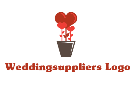 Heart Flowers Pot Icon