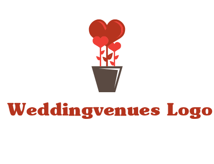 Heart Flowers Pot Icon