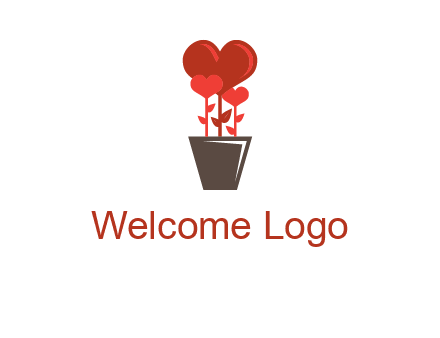 Heart Flowers Pot Icon