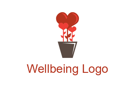 Heart Flowers Pot Icon