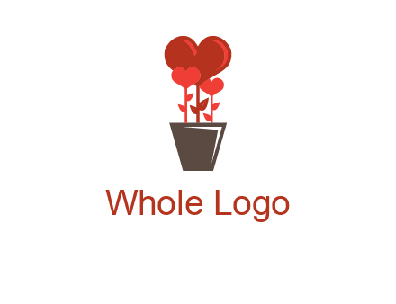 Heart Flowers Pot Icon