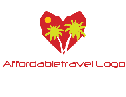 palm tree in heart logo