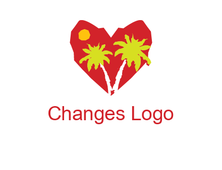 palm tree in heart logo