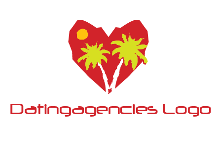 palm tree in heart logo