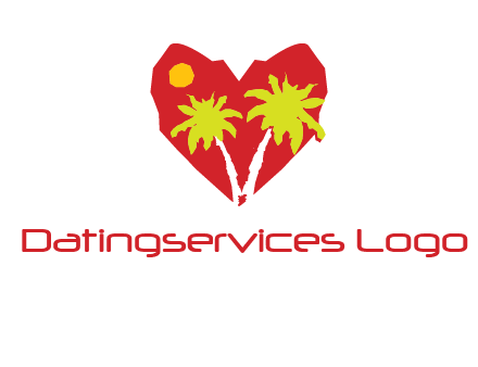 palm tree in heart logo