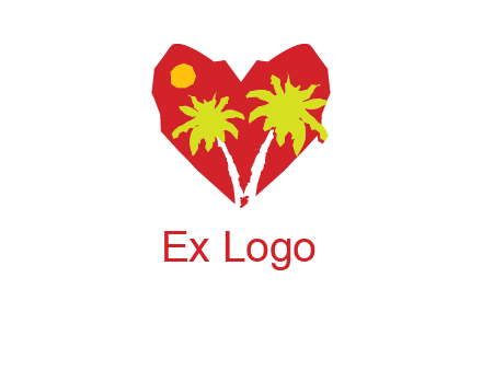 palm tree in heart logo