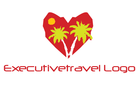 palm tree in heart logo
