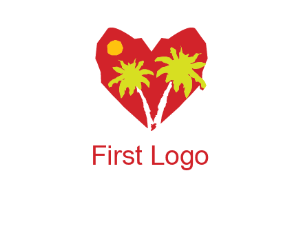 palm tree in heart logo