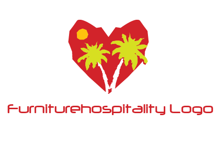 palm tree in heart logo