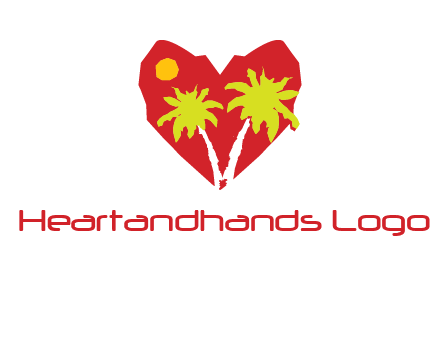 palm tree in heart logo