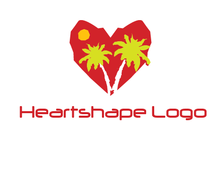 palm tree in heart logo
