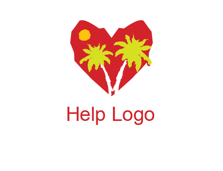 palm tree in heart logo