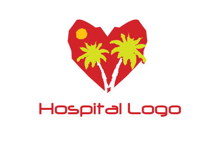 palm tree in heart logo