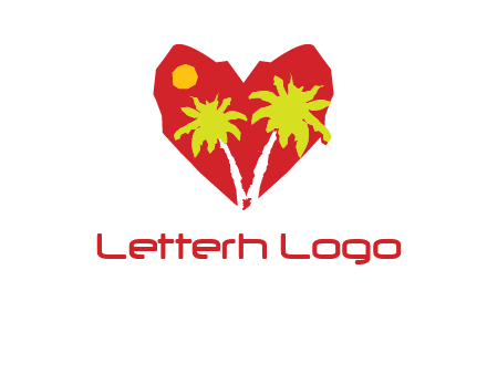 palm tree in heart logo