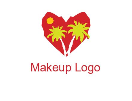 palm tree in heart logo