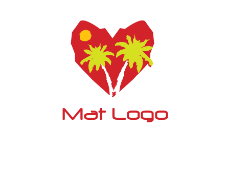 palm tree in heart logo