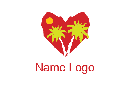 palm tree in heart logo