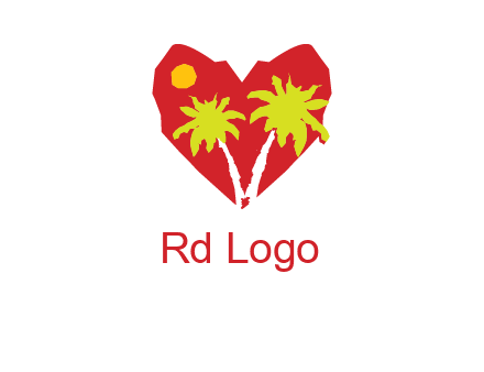 palm tree in heart logo