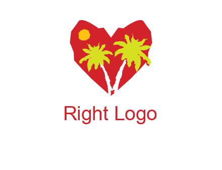 palm tree in heart logo