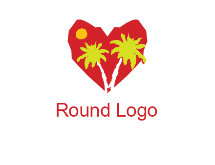 palm tree in heart logo