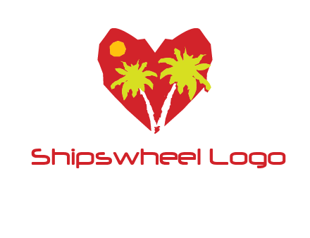 palm tree in heart logo