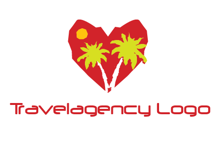 palm tree in heart logo