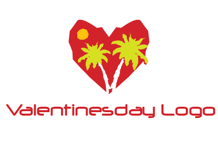 palm tree in heart logo
