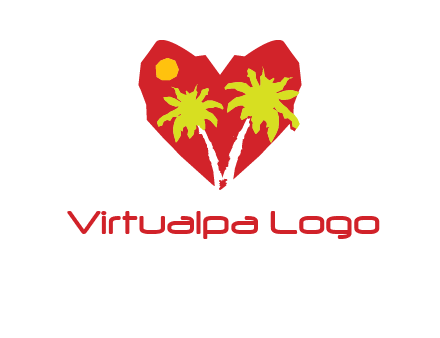 palm tree in heart logo