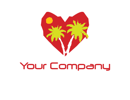 palm tree in heart logo