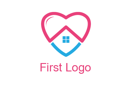 Heart shape with home icon